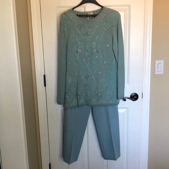 Koret Pants & Jumpsuits Vintage Womens Koret Sage Green Pant Suit